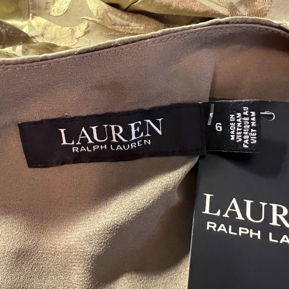 Ralph Lauren Size 6 NWT Olive Green Palm Leaf Sleeveless Midi Dress (0431) - Picture 12 of 13